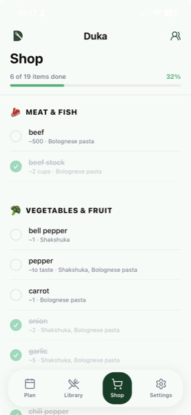 Shopping list