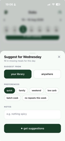 AI meal suggestions